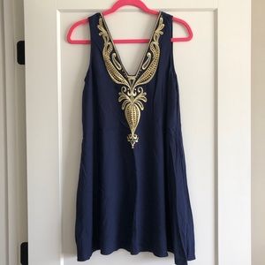 NWT Lilly Pulitzer Navy and Gold Owen Dress